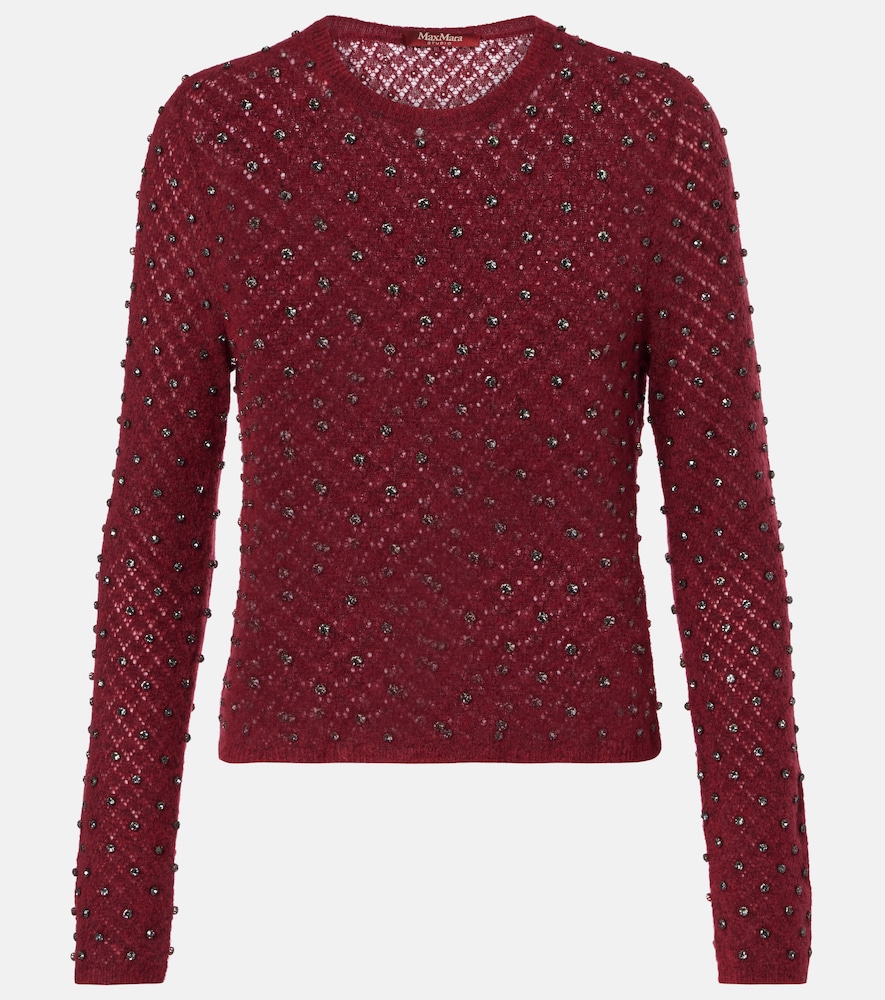 Max Mara Women's Burgundy Rally Mohair And Wool-Blend Sweater UK Size 4 - Mytheresa