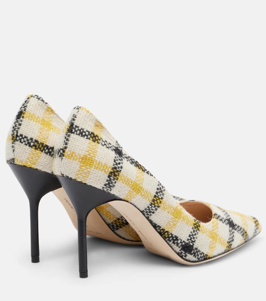 Manolo Blahnik Bb 90 Checked Tweed Pumps In Yellow