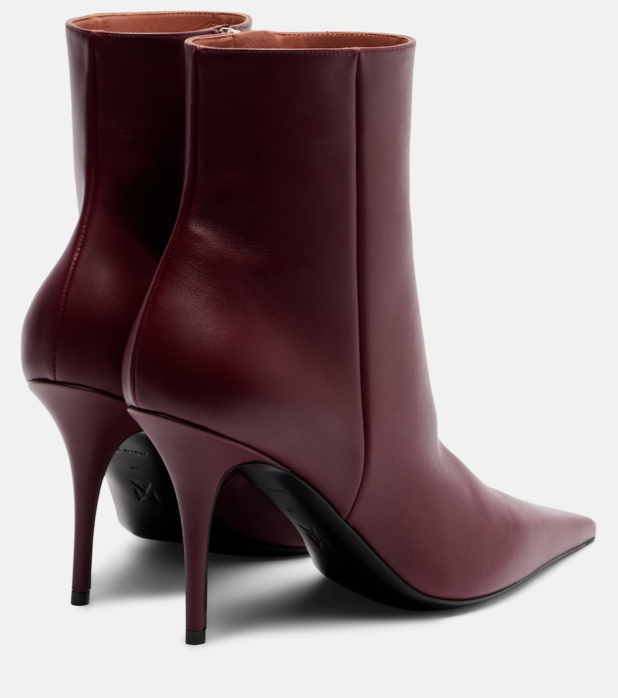Amina Muaddi Barbara 90 Leather Ankle Boots In Burgundy