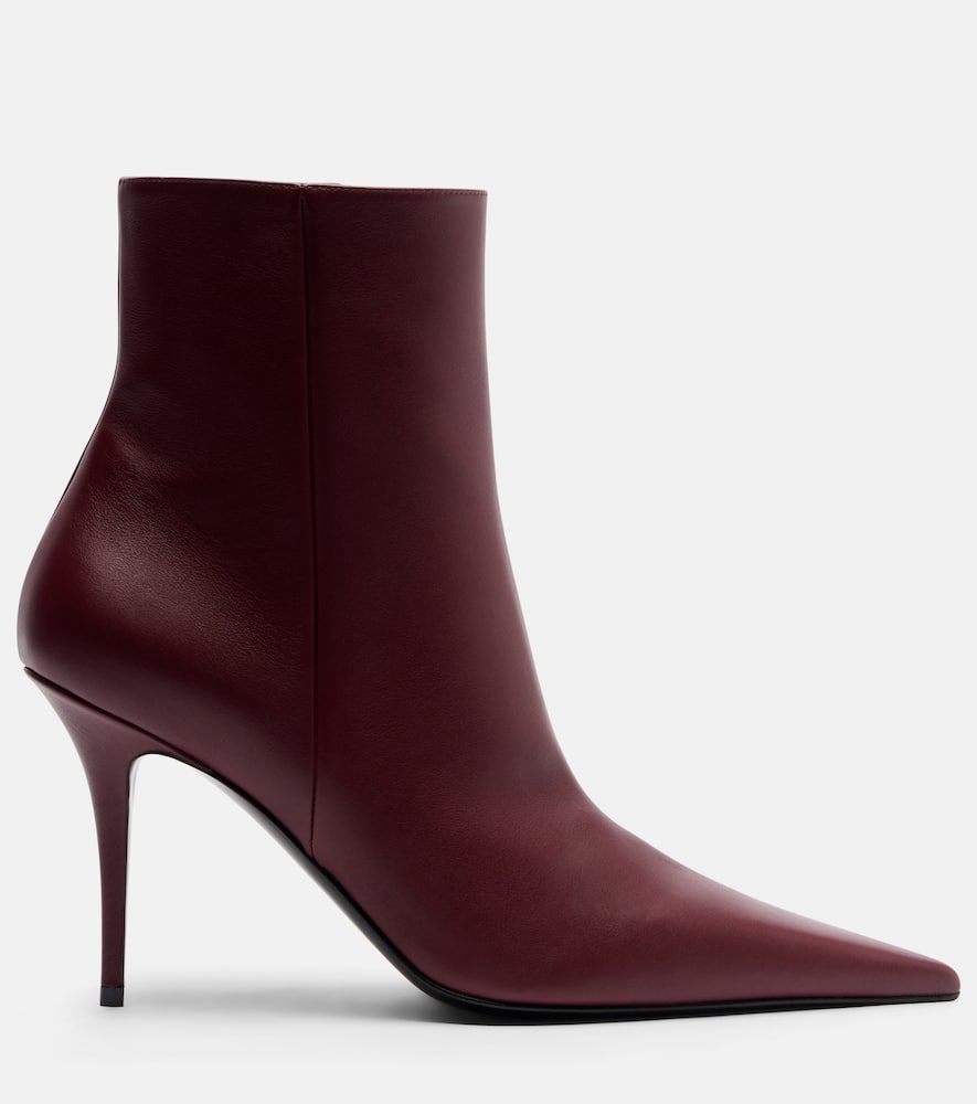 Amina Muaddi Barbara 90 Leather Ankle Boots In Burgundy