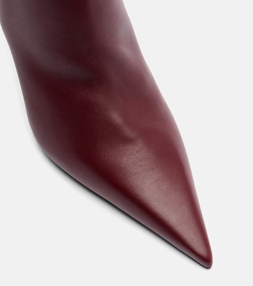 Amina Muaddi Barbara 90 Leather Ankle Boots In Burgundy