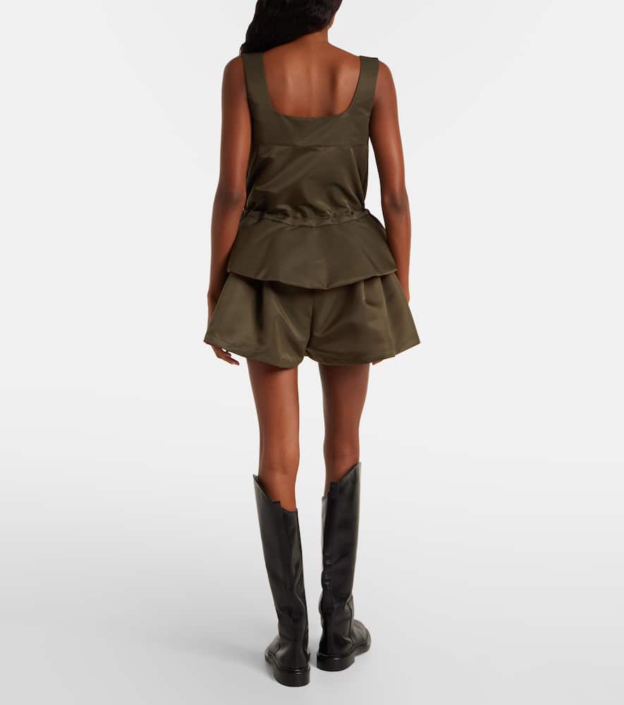 Sacai Technical Zip-up Tank Top In Brown