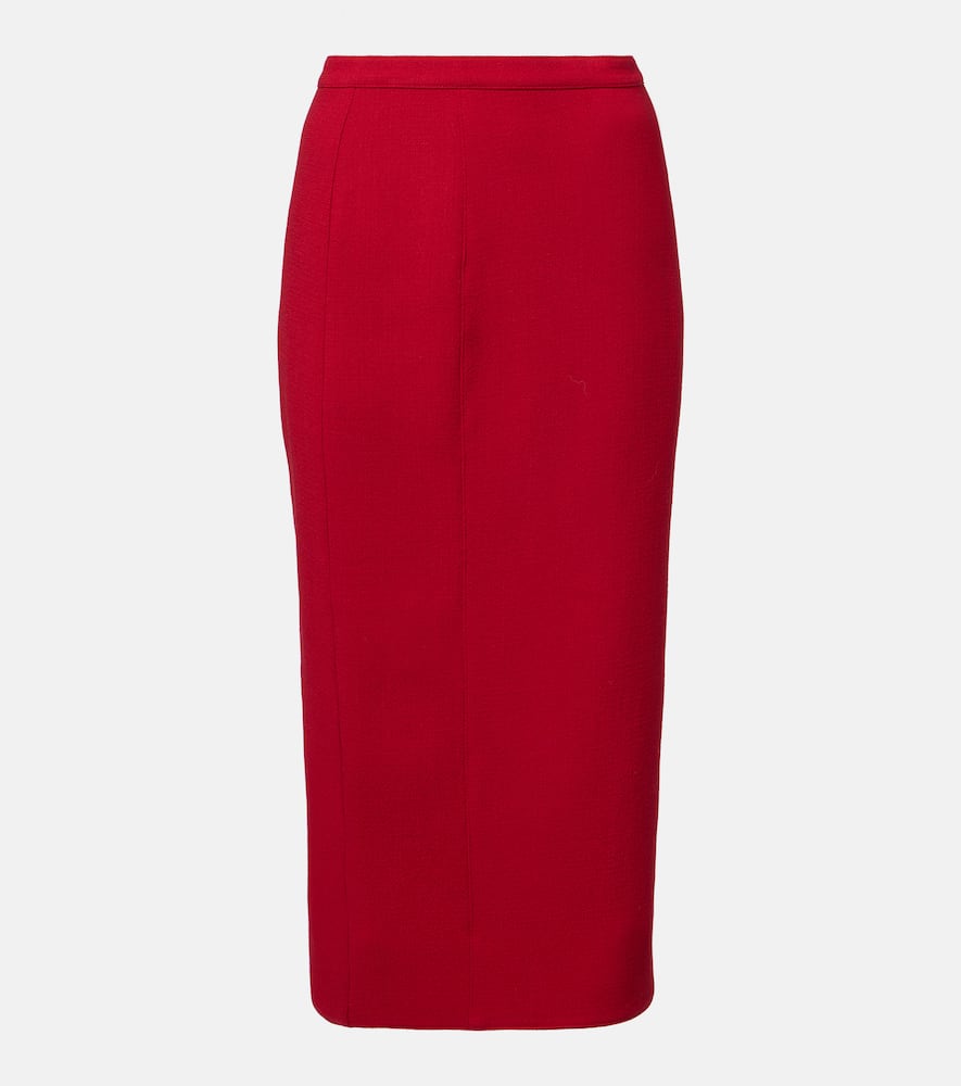 Mugler Virgin Wool High-rise Pencil Skirt In Red