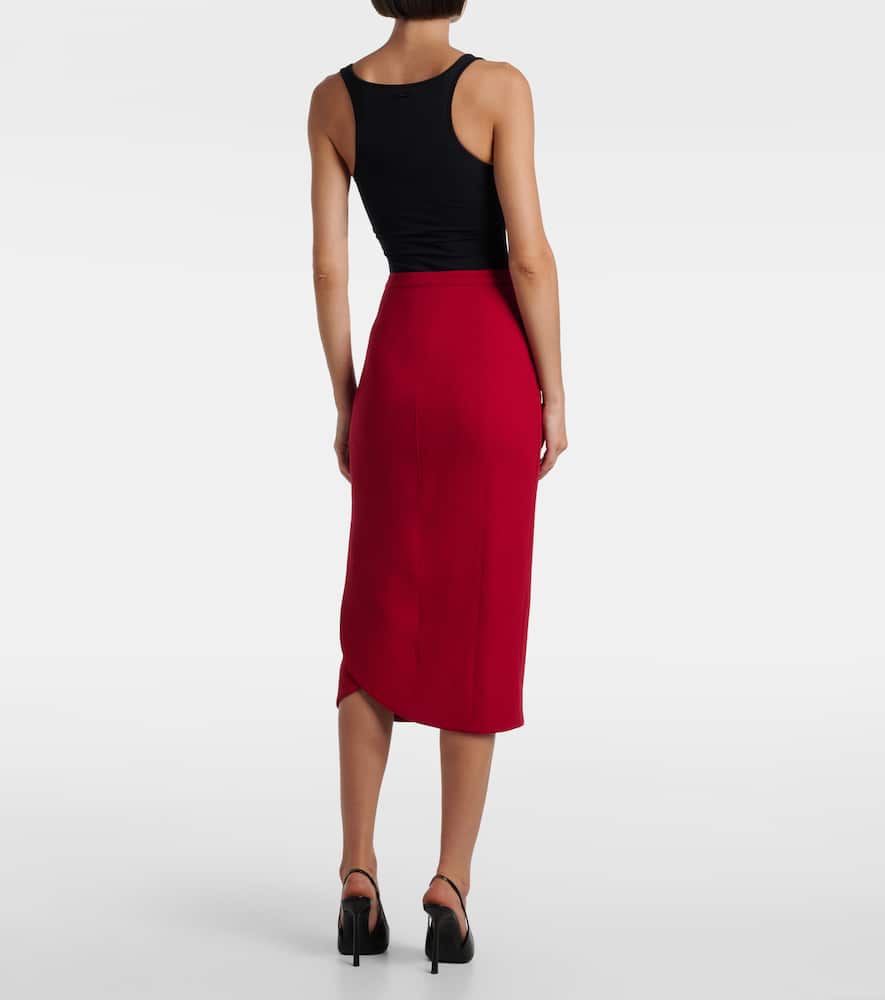 Mugler Virgin Wool High-rise Pencil Skirt In Red