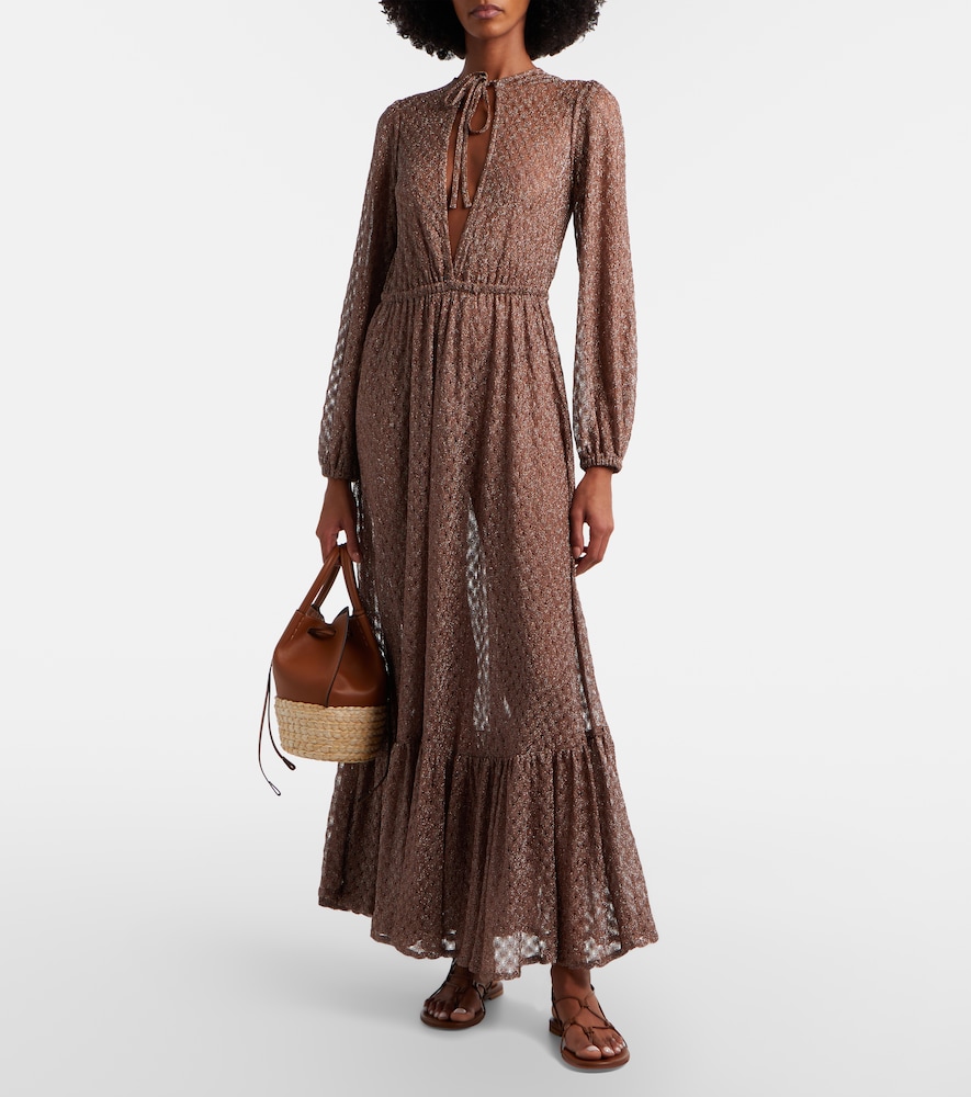 Missoni Open-knit lamé maxi dress