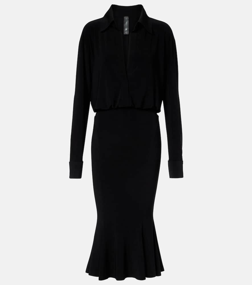 Norma Kamali Flared Midi Dress In Black