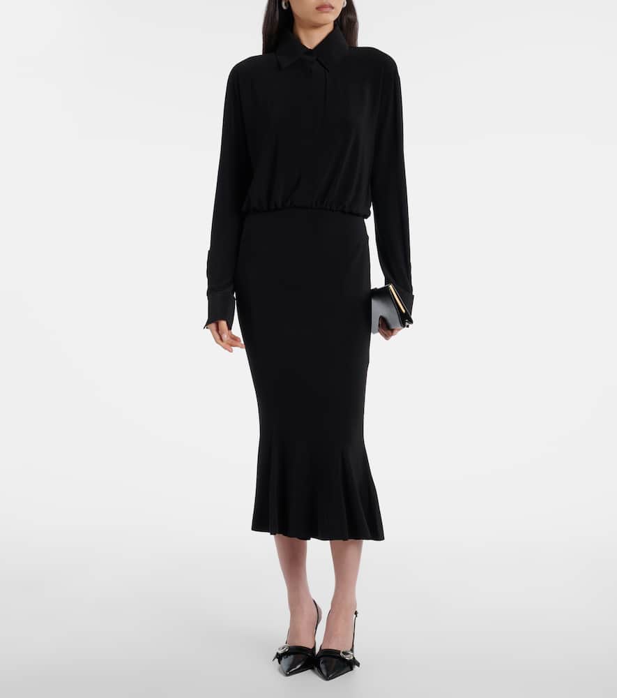 Norma Kamali Flared Midi Dress In Black