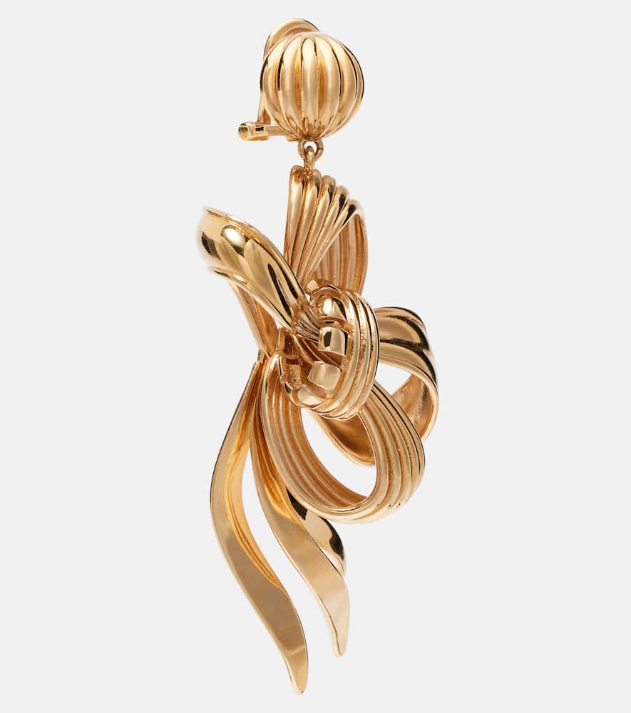 Miu Miu Bow-detail Clip-on Earrings In Gold