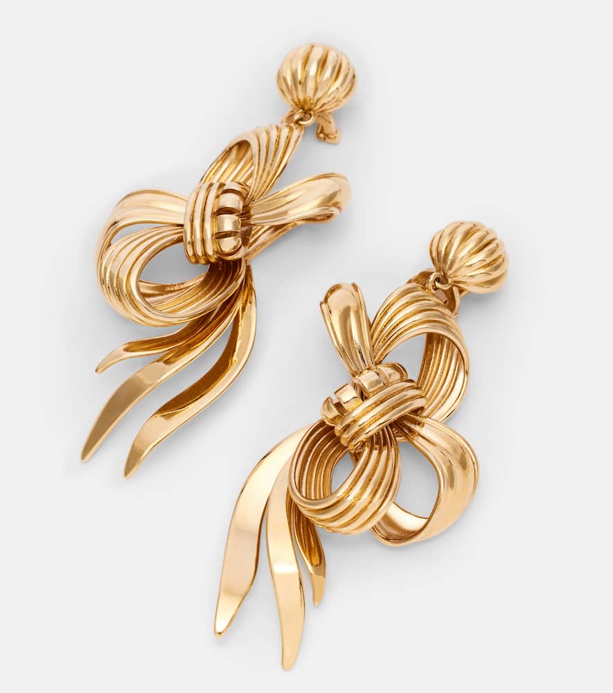 Miu Miu Bow-detail Clip-on Earrings In Gold