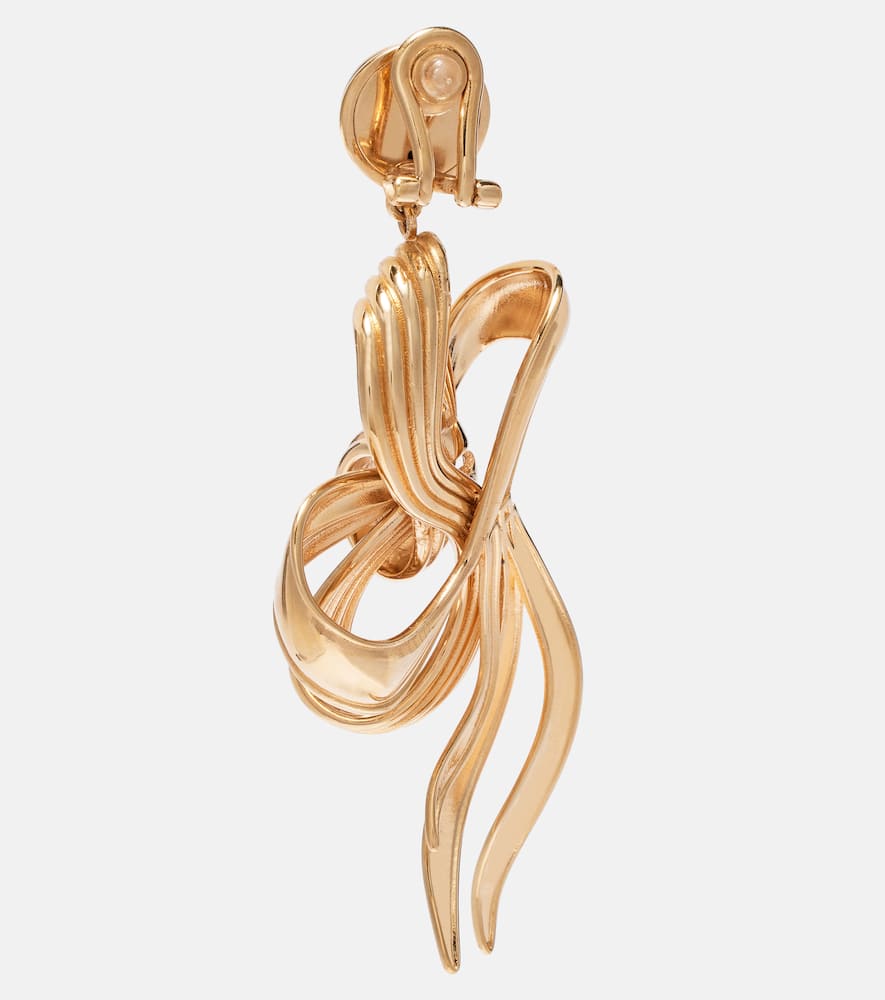 Miu Miu Bow-detail Clip-on Earrings In Gold