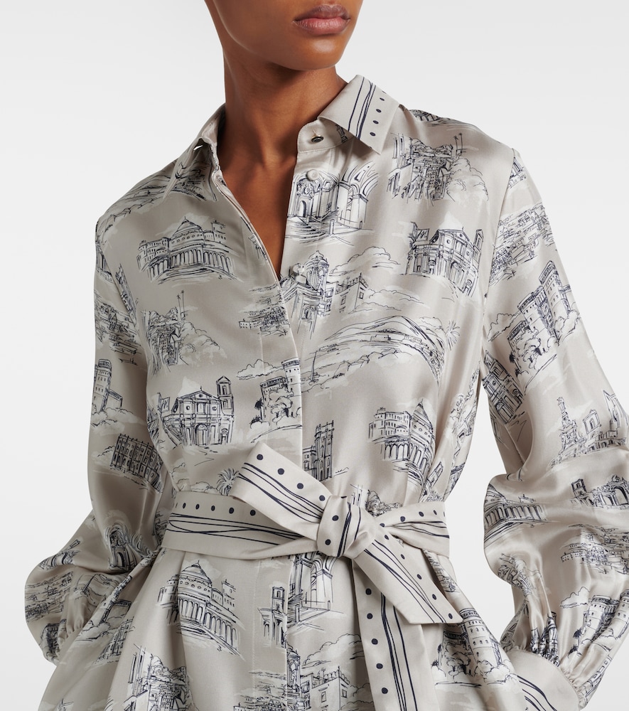  Max Mara Max Mara Carbone Printed Silk Midi Dress 