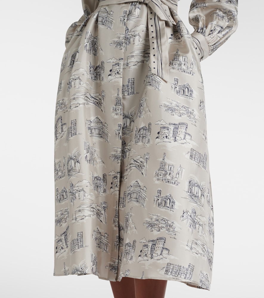  Max Mara Max Mara Carbone Printed Silk Midi Dress 