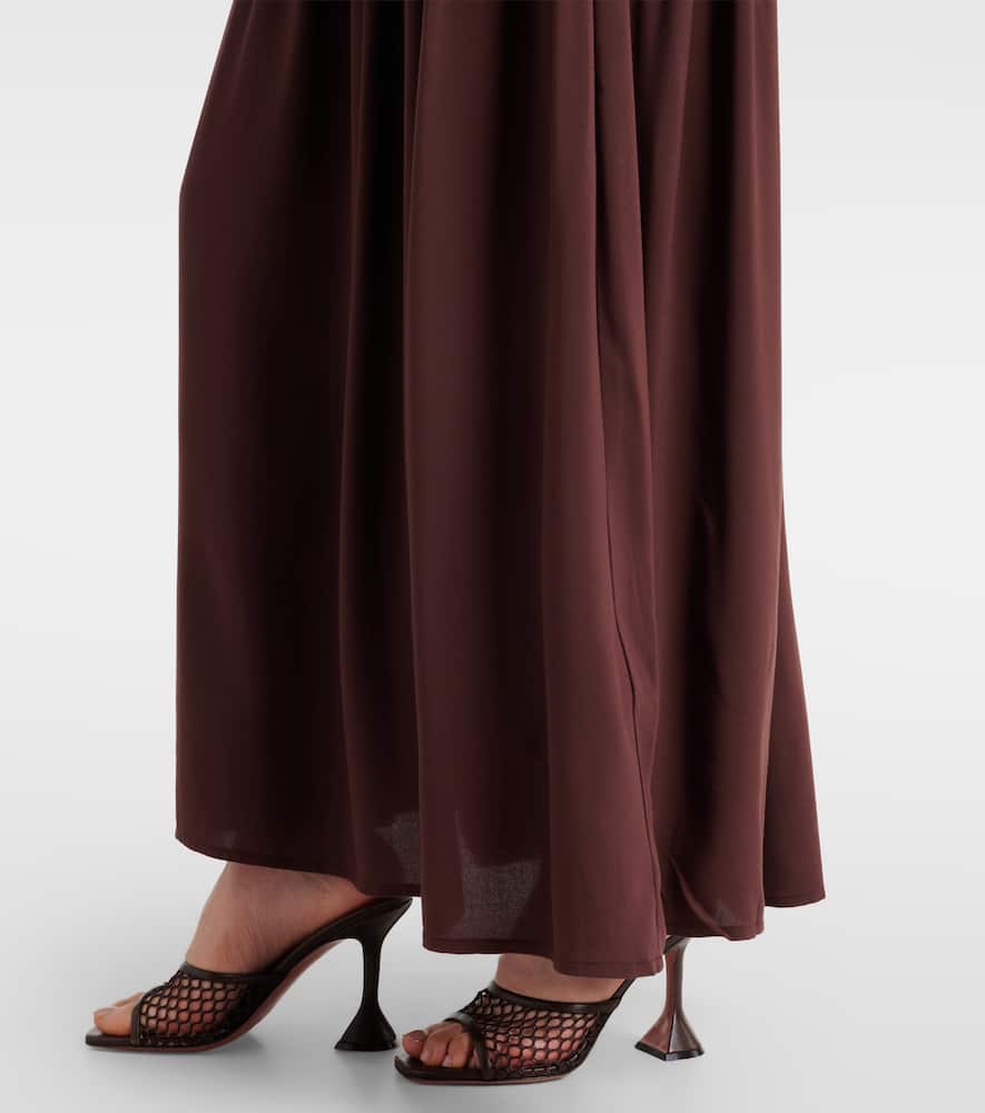 Faithfull Tali Halterneck Linen Maxi Dress In Brown