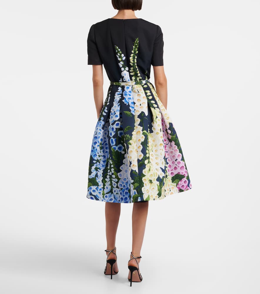 Oscar De La Renta Floral Midi Dress In Black