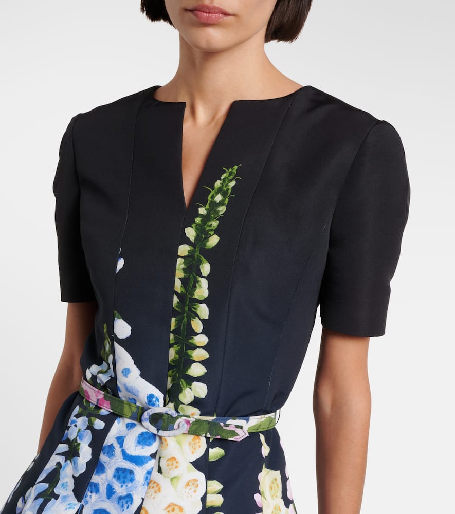 Oscar De La Renta Floral Midi Dress In Black