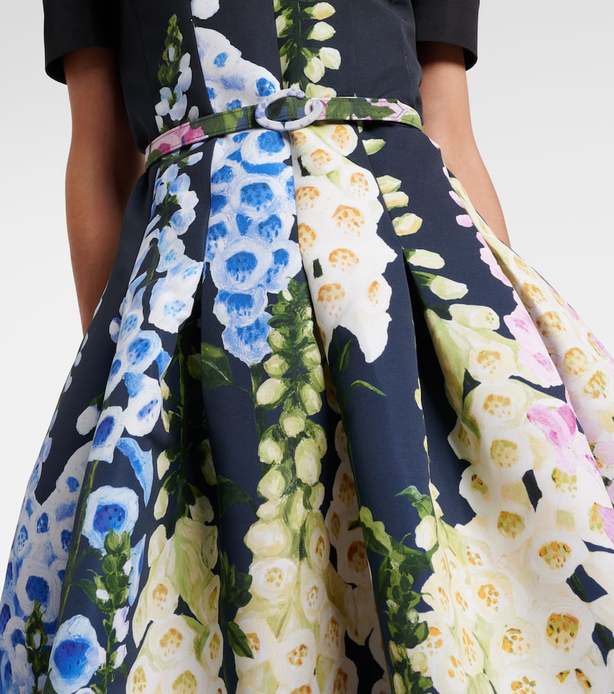 Oscar De La Renta Floral Midi Dress In Black