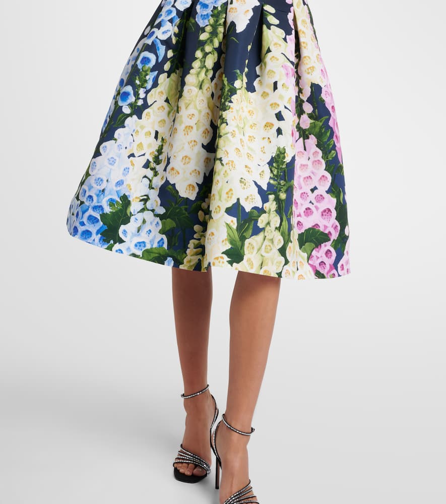 Oscar De La Renta Floral Midi Dress In Black