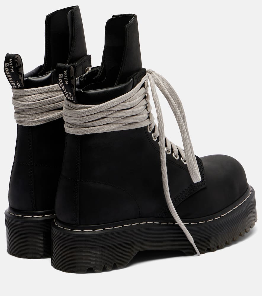 Rick Owens X Dr. Martens Quad Platform Leather Boots In Black