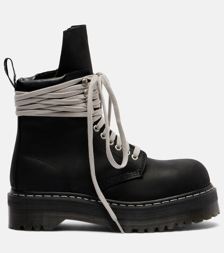 Rick Owens X Dr. Martens Quad Platform Leather Boots In Black