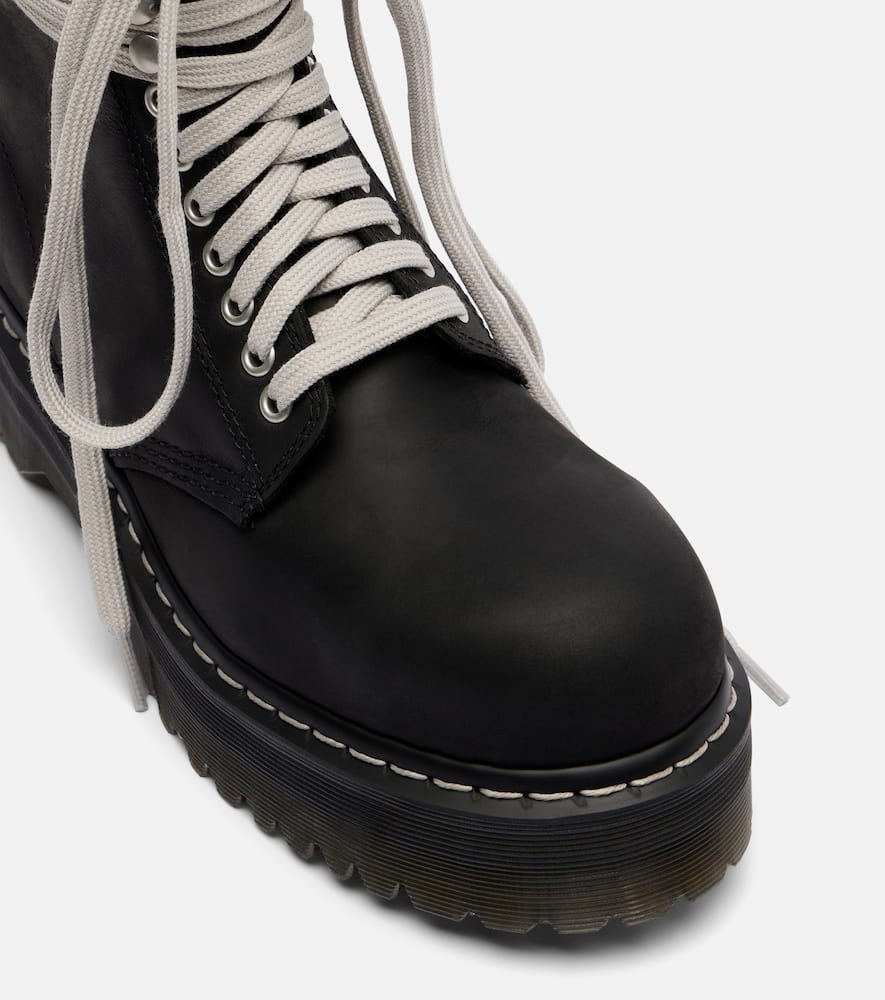 Rick Owens X Dr. Martens Quad Platform Leather Boots In Black
