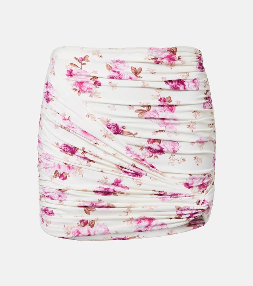 Minigonna con ruches e applicazioni floreali