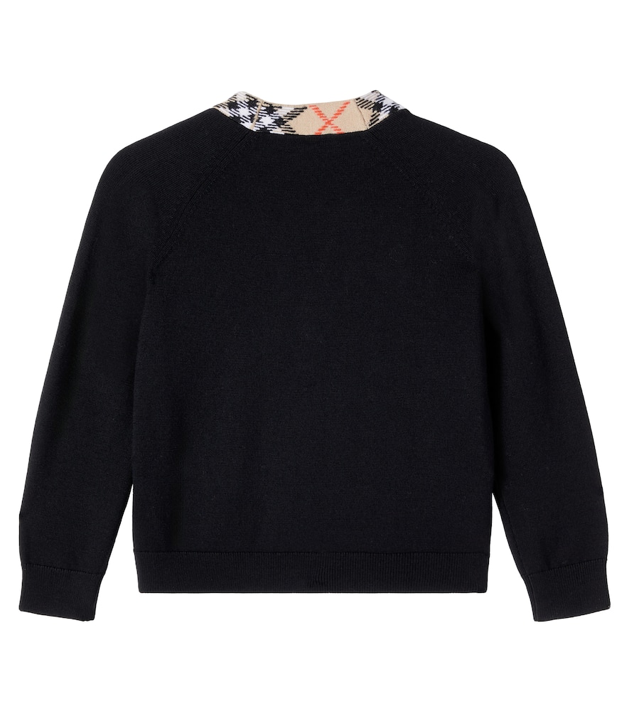 Burberry Check Wool Cardigan In Black