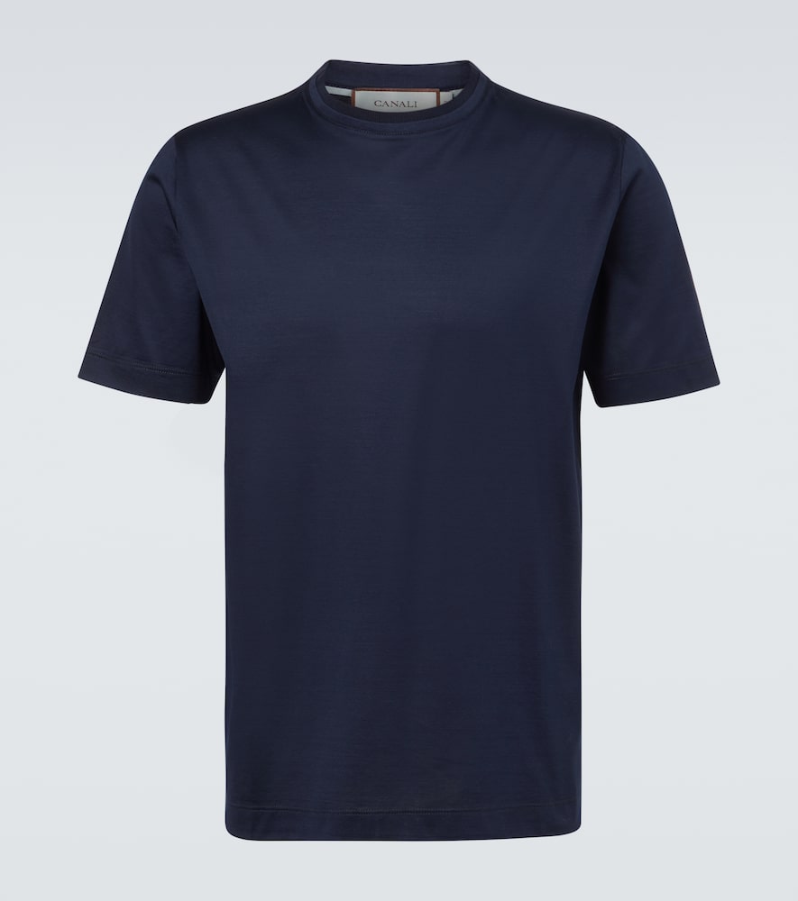 Canali Cotton Stripe T-shirt In Blue