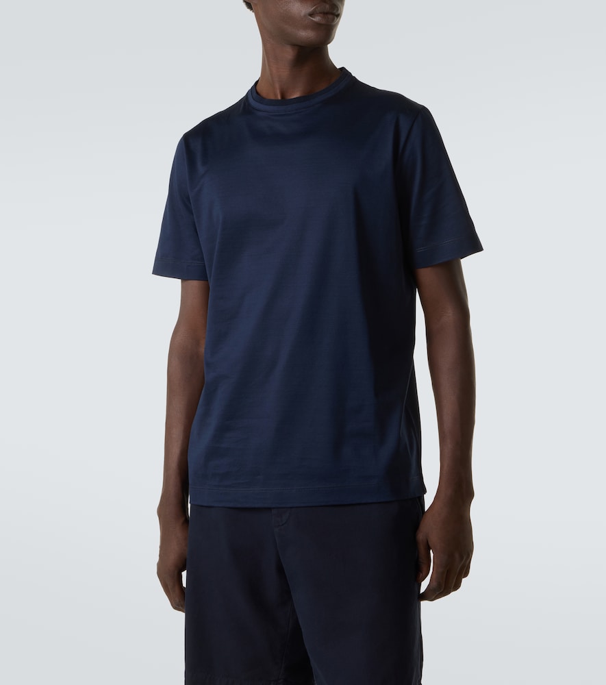 Canali Cotton Stripe T-shirt In Blue