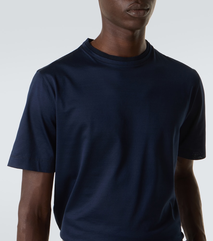 Canali Cotton Stripe T-shirt In Blue