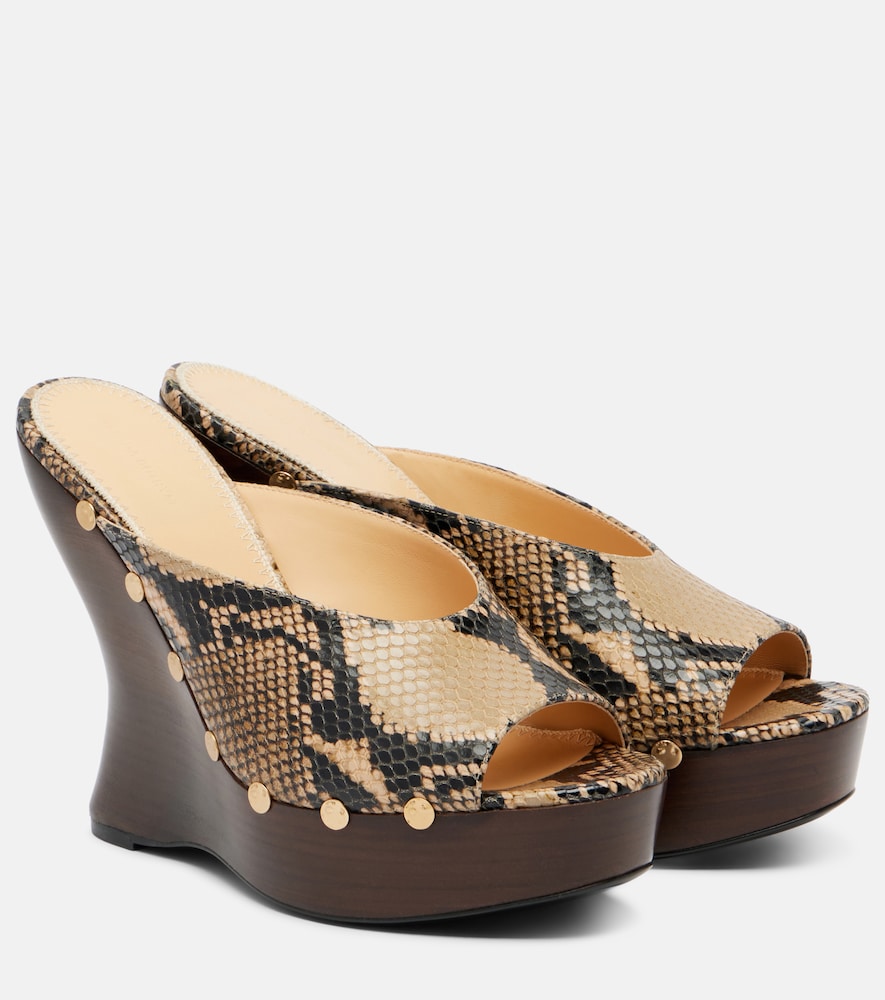 Magda Butrym Women's Brown Snake-Effect Leather Wedge Mules UK Size 3.5 - Mytheresa
