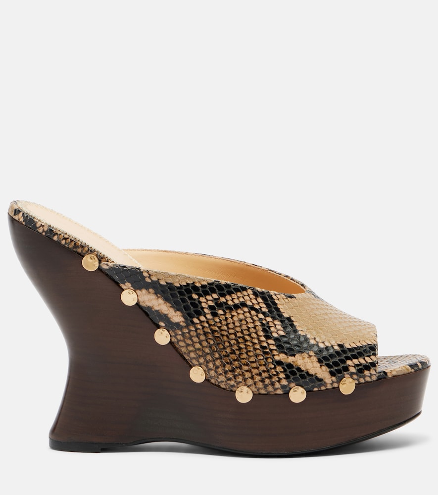  Magda Butrym Magda Butrym Snake-effect Leather Wedge Mules 