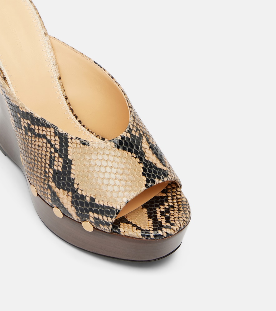  Magda Butrym Magda Butrym Snake-effect Leather Wedge Mules 
