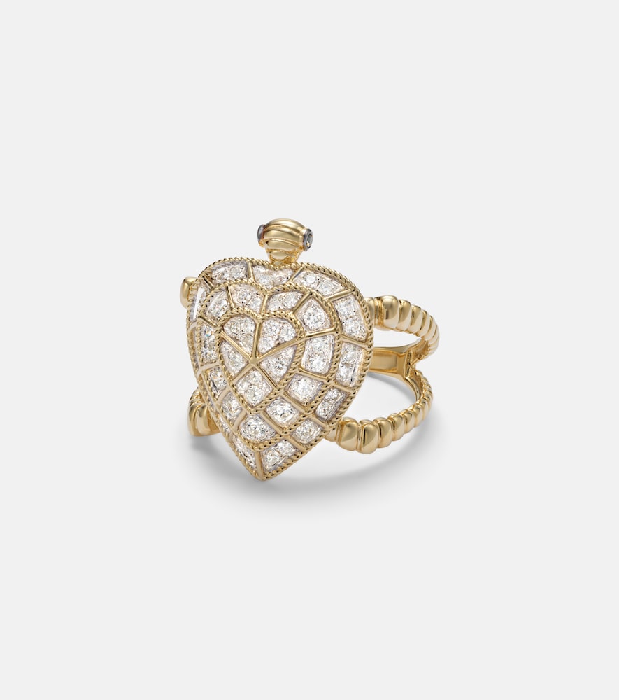 Yvonne Leon Yvonne Léon Tortue Coeur 9kt gold ring with diamonds