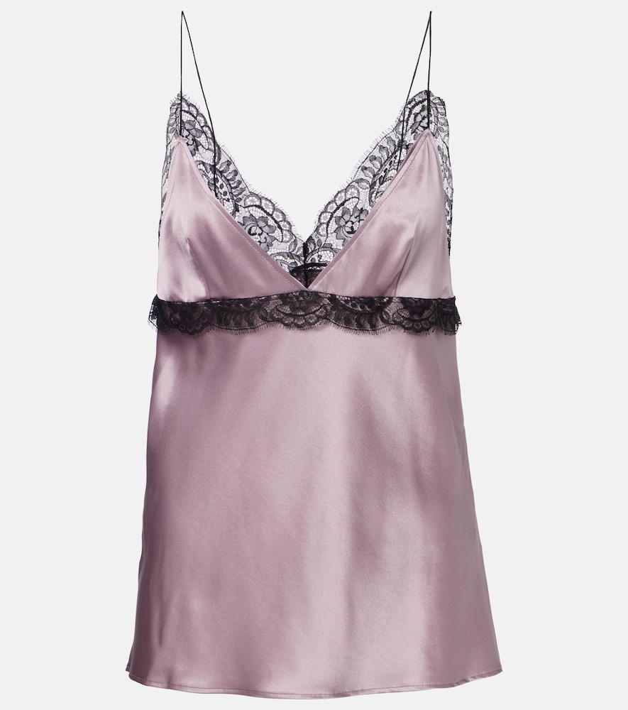 Nina Ricci Lace-trimmed silk-blend satin camisole