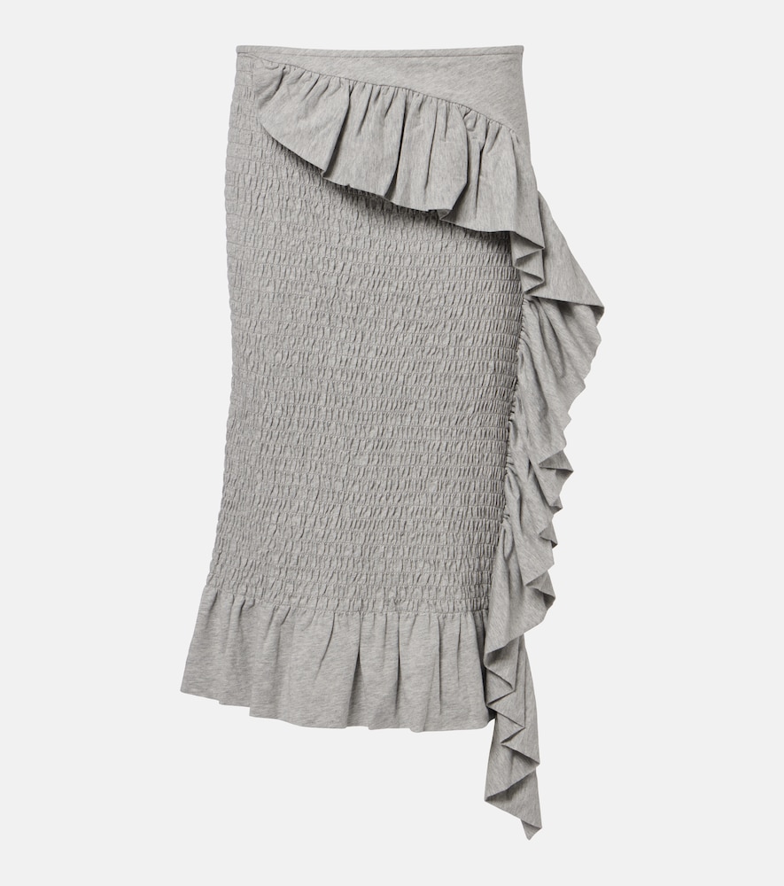 Dries Van Noten Ruffled smocked cotton midi skirt | Thumbnail 7