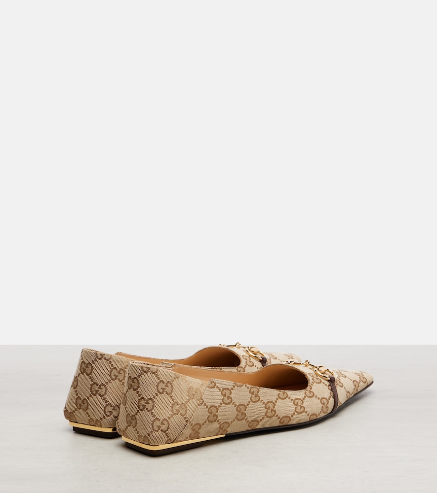  Gucci Gucci Ballerinas Vittoria Horsebit Gg Aus Canvas 