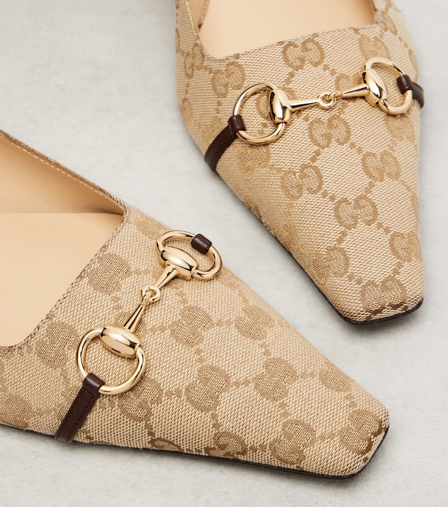  Gucci Gucci Ballerinas Vittoria Horsebit Gg Aus Canvas 