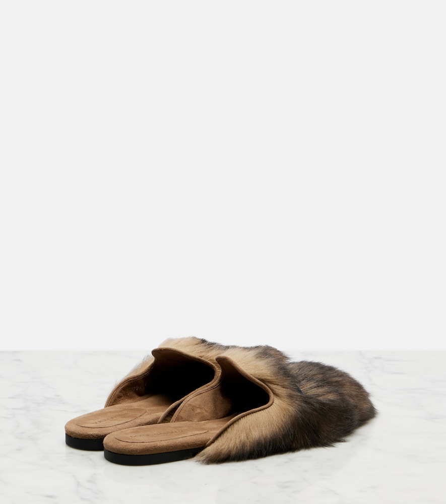  Dolce&gabbana Dolce&gabbana Logo Suede-trimmed Shearling Mules 