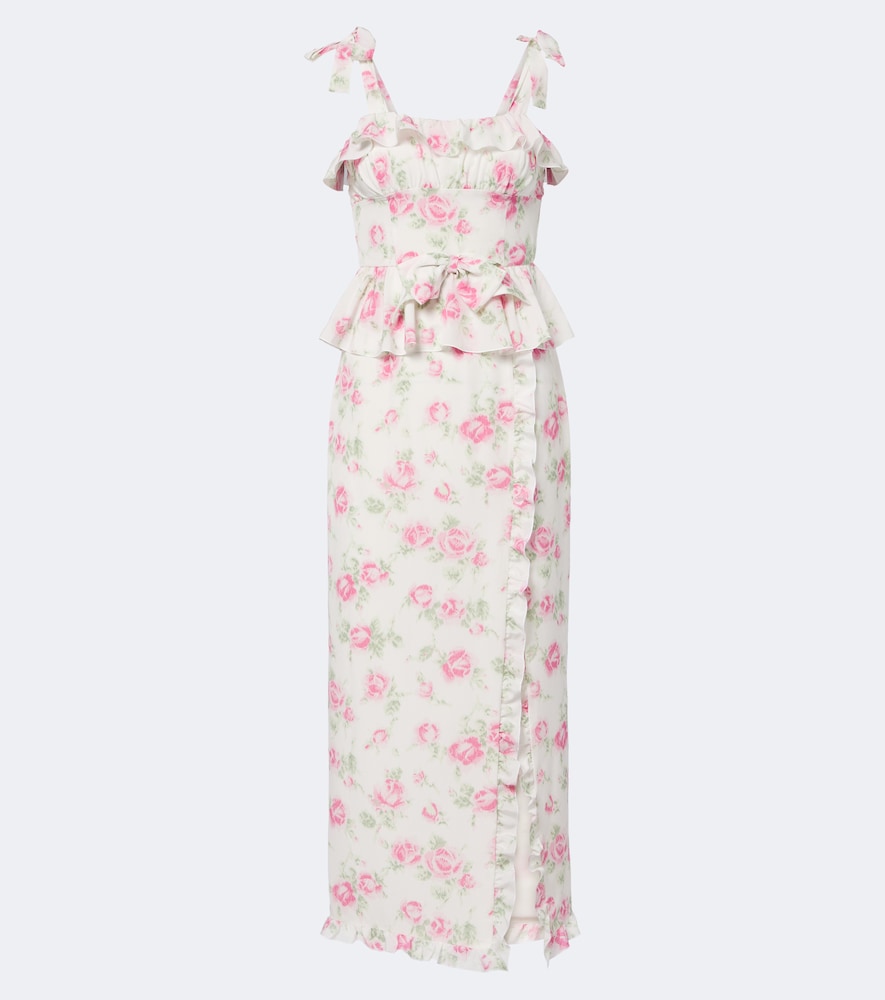 Midikleid mit Blumenmuster aus Seide