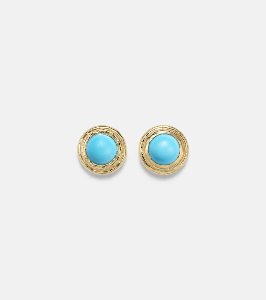Octavia Elizabeth Coral Beach 18kt Gold (750/1000) Earrings With Turquoises