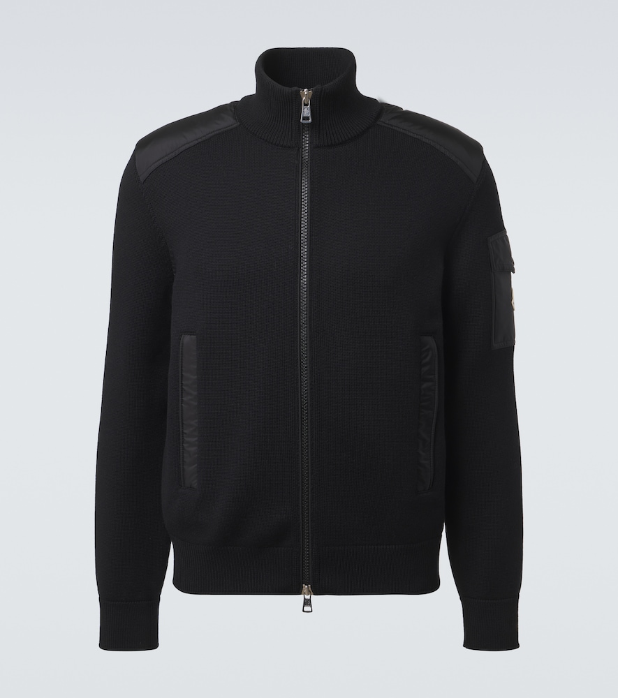 Moncler Men's Black Tricot Down-Paneled Virgin Wool Cardigan UK Size 40 - Mytheresa
