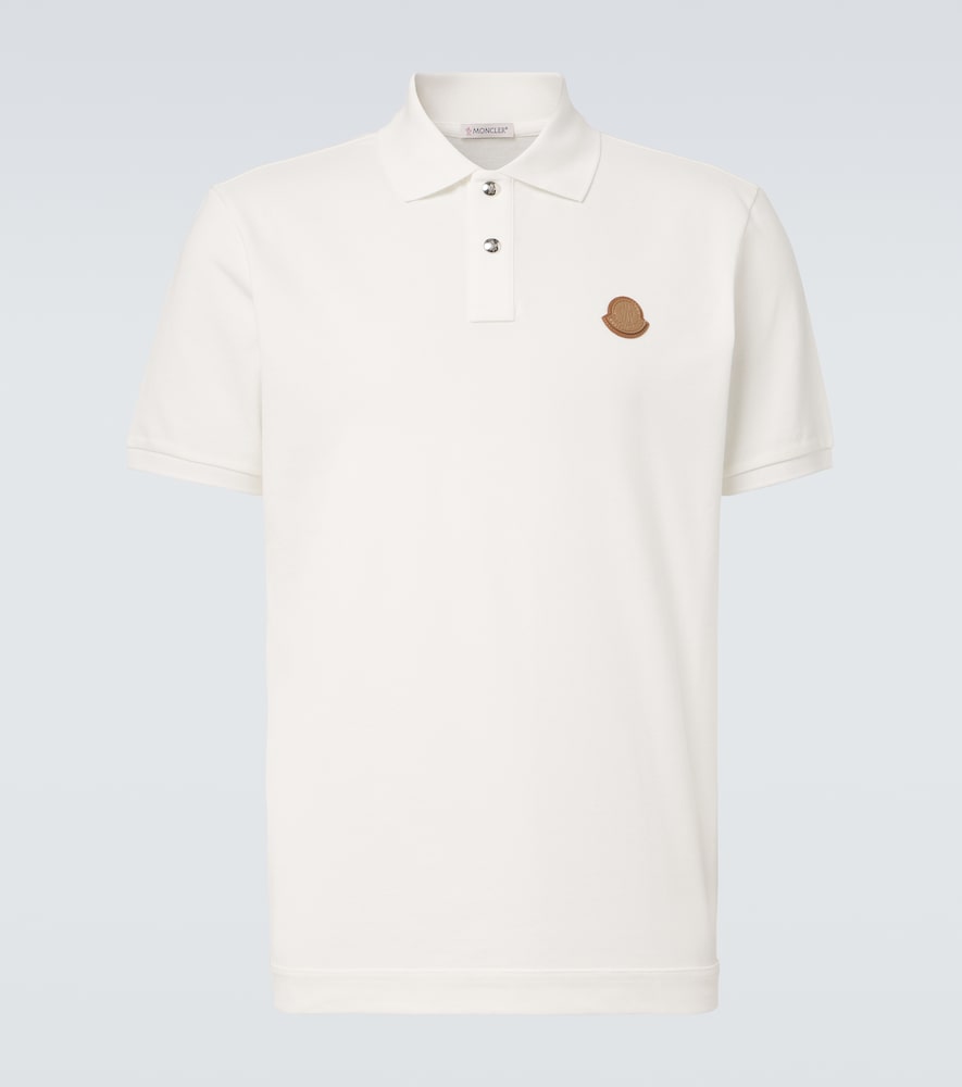 Moncler eather-trimmed cotton piqué polo shirt