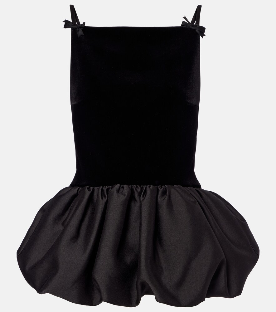 Top peplum in velluto e taffetà con fiocco