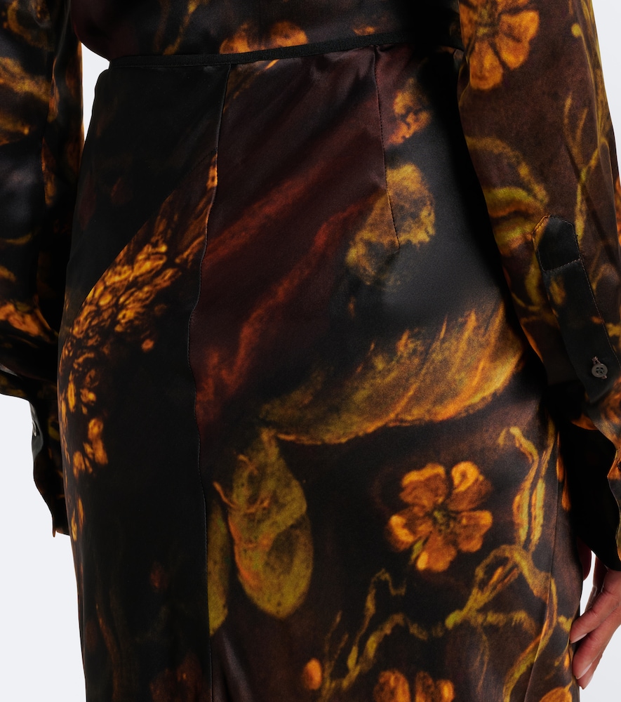 Floral Silk Satin Slip Skirt