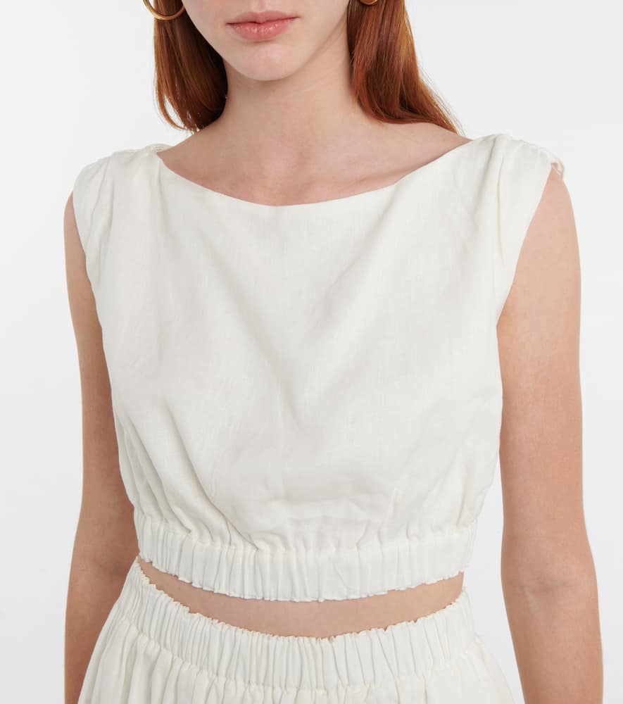 Shop Sir Linen Crop Top In Ivory