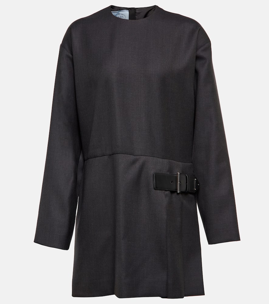 Prada Buckled wool crêpe minidress