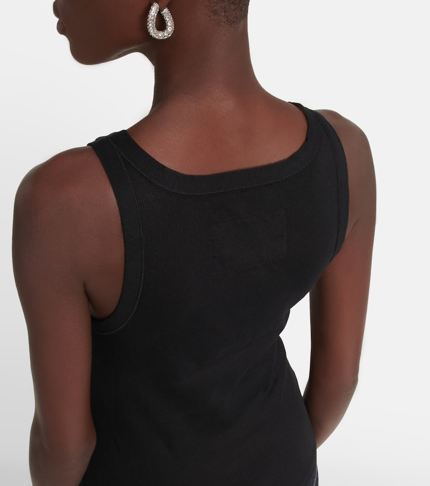 Shop Nili Lotan Jennifer Rib-knit Tank Top In Jet Black