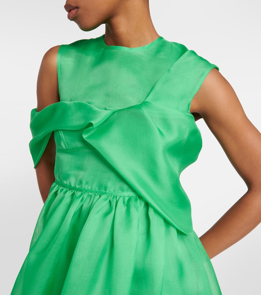 Shop Cecilie Bahnsen Sidney Silk Midi Dress In Emerald