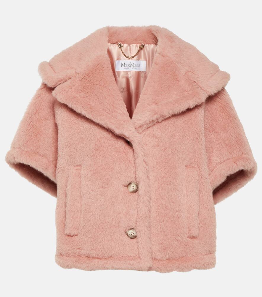 Shop Max Mara Cambusa Teddy Cape In Pink