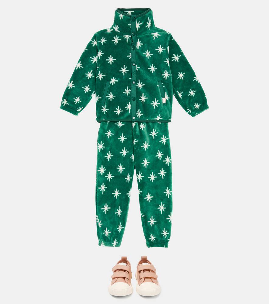 SNOW POLAR印花抓绒运动裤